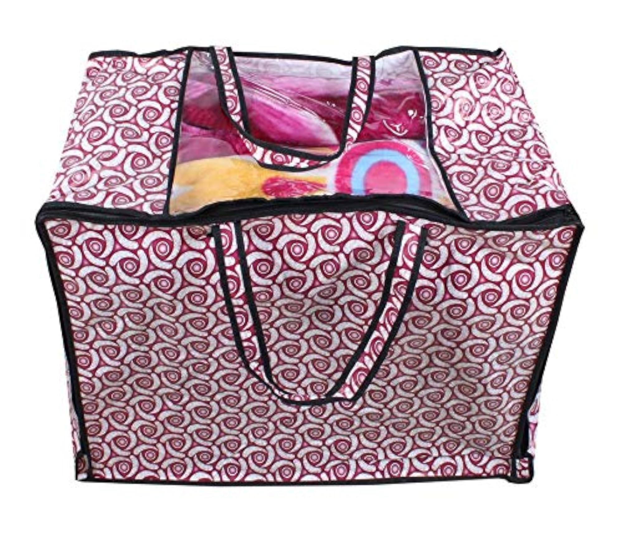 Large Blanket Storage Bags with Packed Pattern, Pink