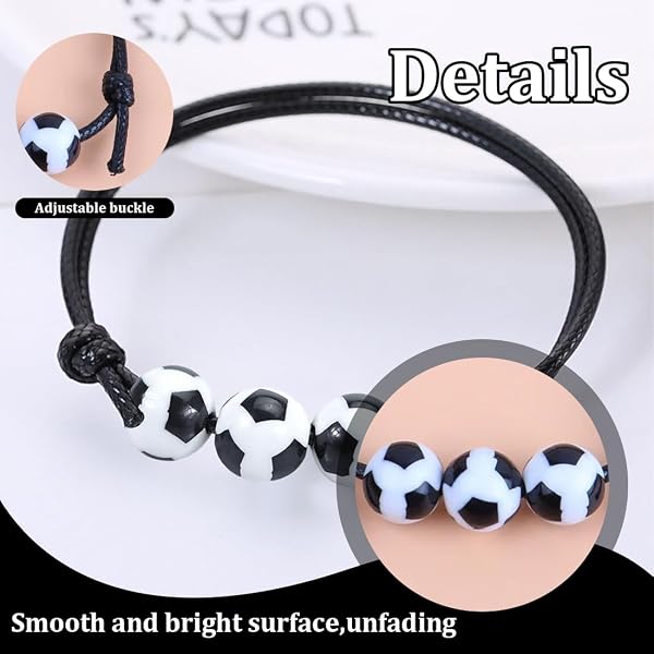 20 PCS braccialetti da calcio, braccialetti dell'amicizia per bambini, braccialetti regolabili per feste sportive, braccialetti per bambini regali per feste di compleanno, gadget calcio (Calcio) - 3