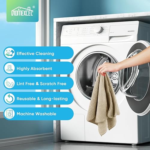 Miniatura 95 de HOMEXCEL Paño de limpieza de microfibra, paquete de 24 trapos de limpieza, toallas de limpieza con 4 colores surtidos, 11.5 x 11.5 pulgadas Amarillo