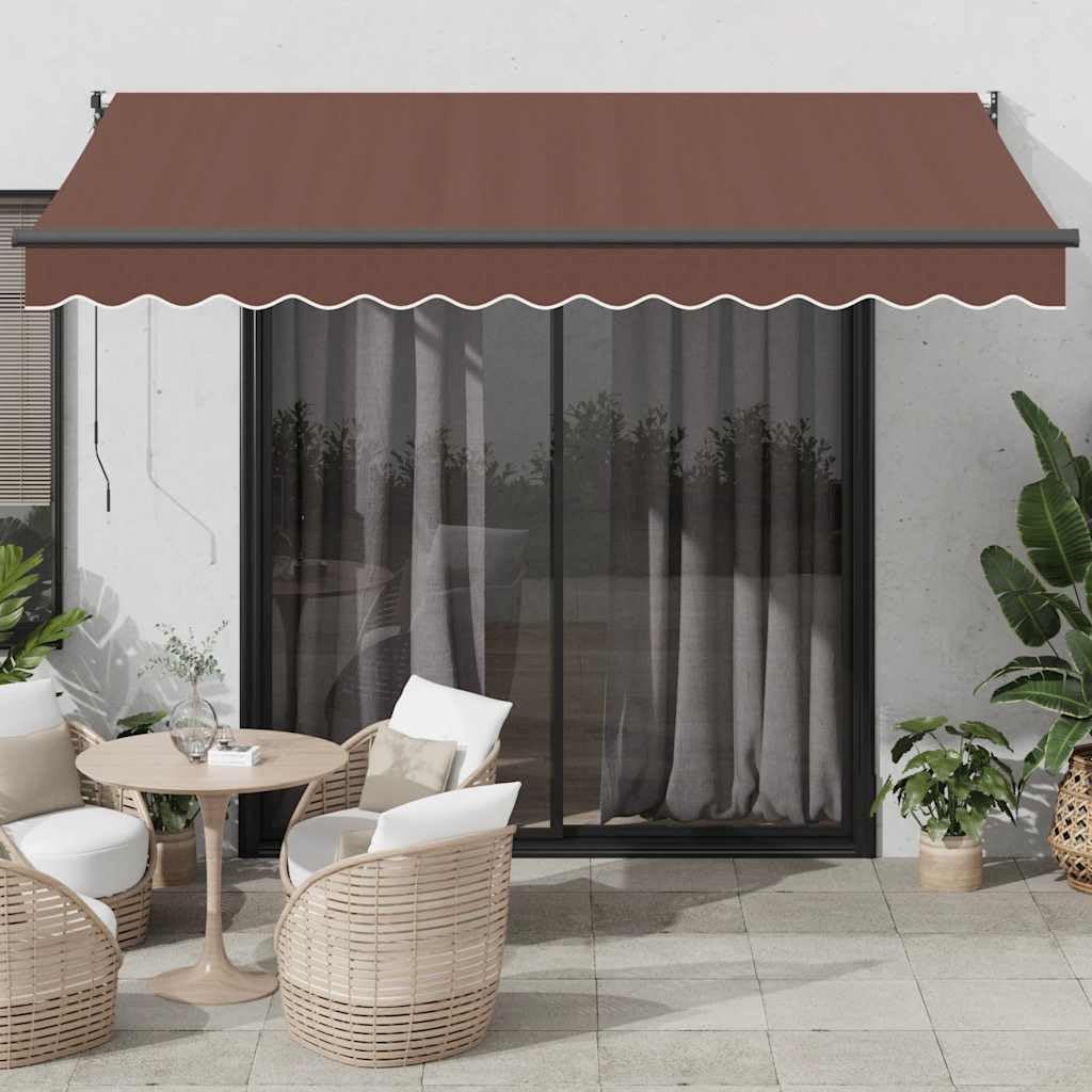 Brokky Toldo Motorizado 3.5 x 2.5 m Toldo Articulado Eléctrico con Mando a Distancia para Terraza, Jardín-Marrón-3.5 x 2.5 m-Marco Antracita