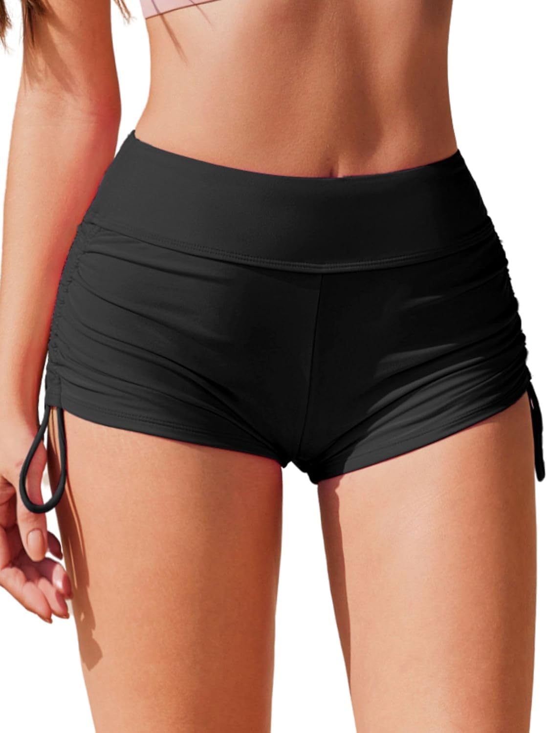 Ekouaer Badeshorts Damen Badehose Kurze Shorts Schnell Trocknende Boardshorts Bikini Hotpants Bauchkontrolle Schwimmshorts Bademode S-XXL