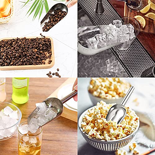 GZLCEU Set of 4 Ice Scoops Stainless Steel Versatile Flour Scoop for Sweets Ice Cubes Grains Nuts and Kitchen Bar Buffet Party Wedding (Silver) - Image 8