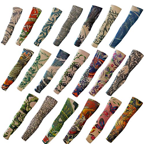Akstore 20PCS Set Arts Fake Temporary Tattoo Arm Sunscreen Sleeves Designs Tiger, Crown