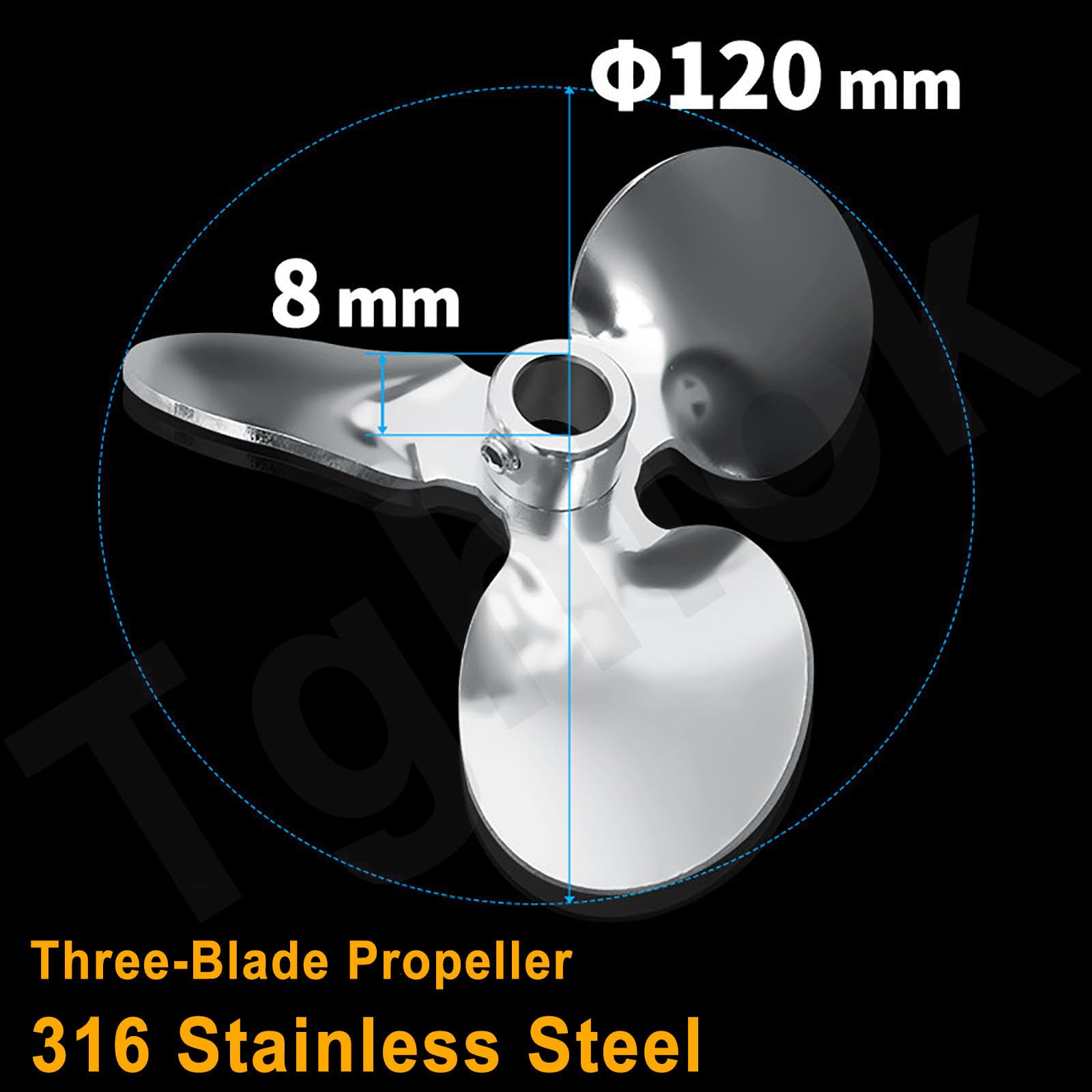 Hélice Mezcladora De 3 Palas De Acero Inoxidable 316, Orificio De 8 Mm, para Agitador De Laboratorio 8 mm 120