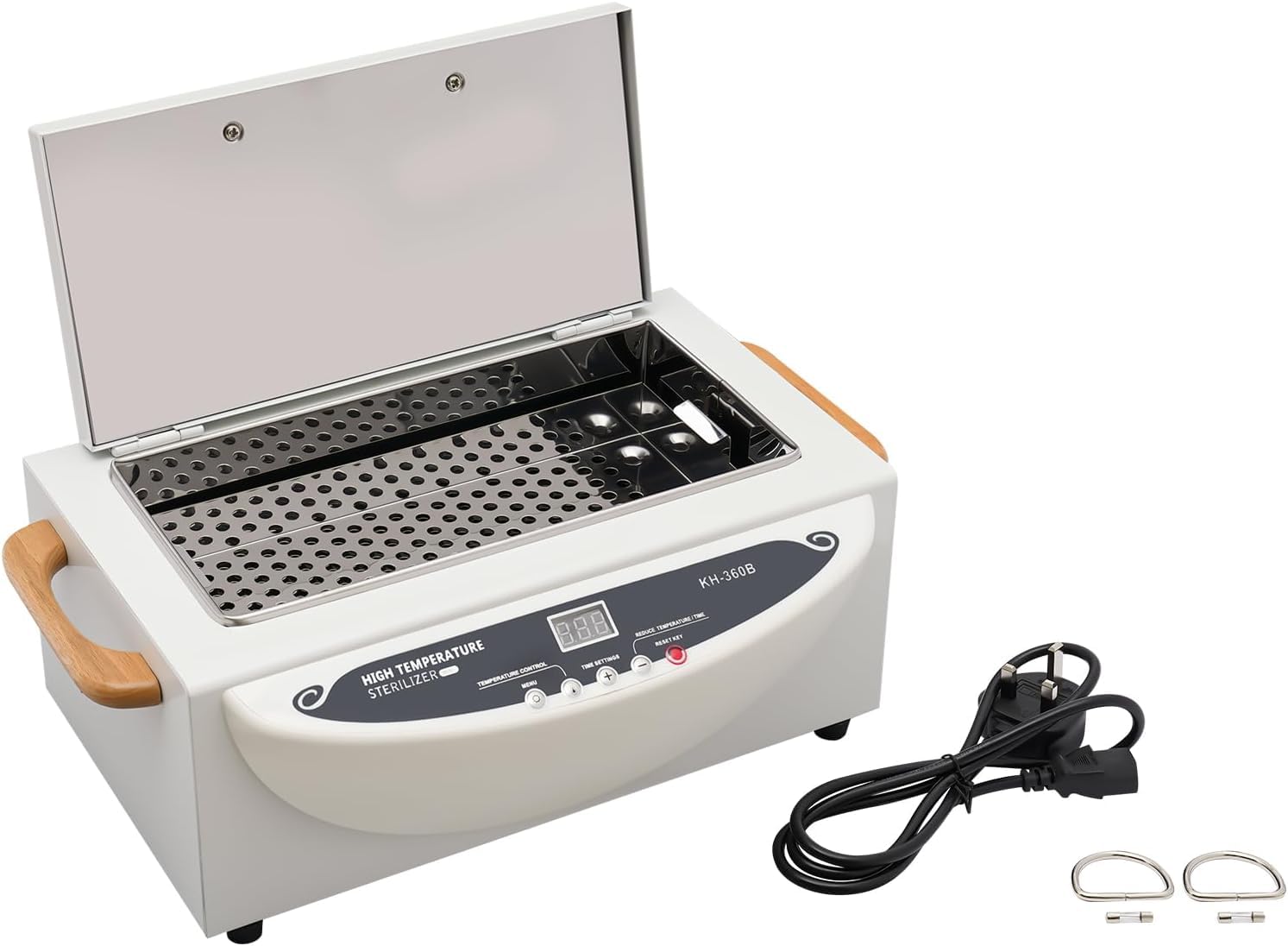 Esterilizador de Calor Seco para Herramientas de Uñas y Metálicas, Caja de Limpieza Profesional de Acero Inoxidable para Salón, Barbería, Clínica con Temporizador y Apagado Automático