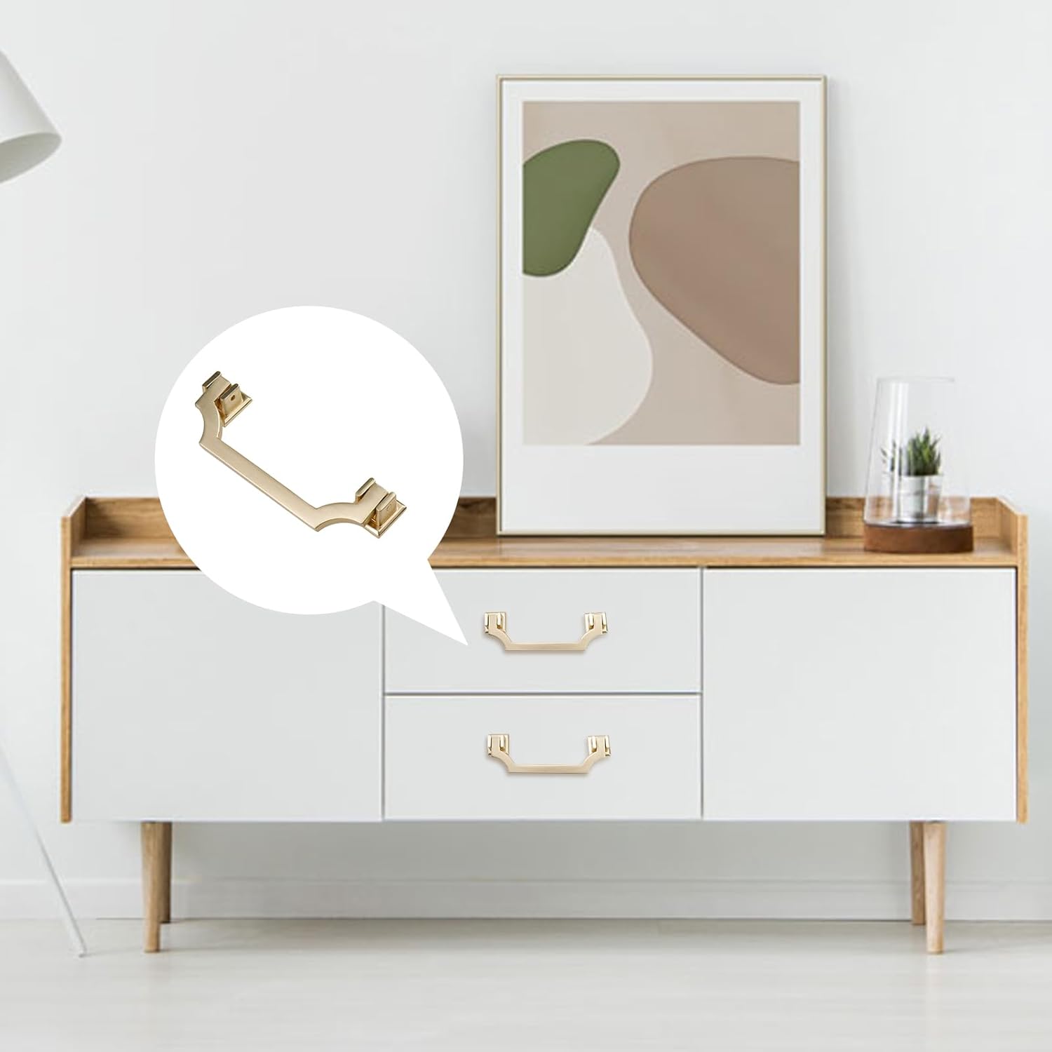 4 Piece Cabinet Handle Pulls, Brass Brushed Cabinet Handle 96mm/3.78" Hole Spacing Zinc Alloy Drawer Knobs, Gold
