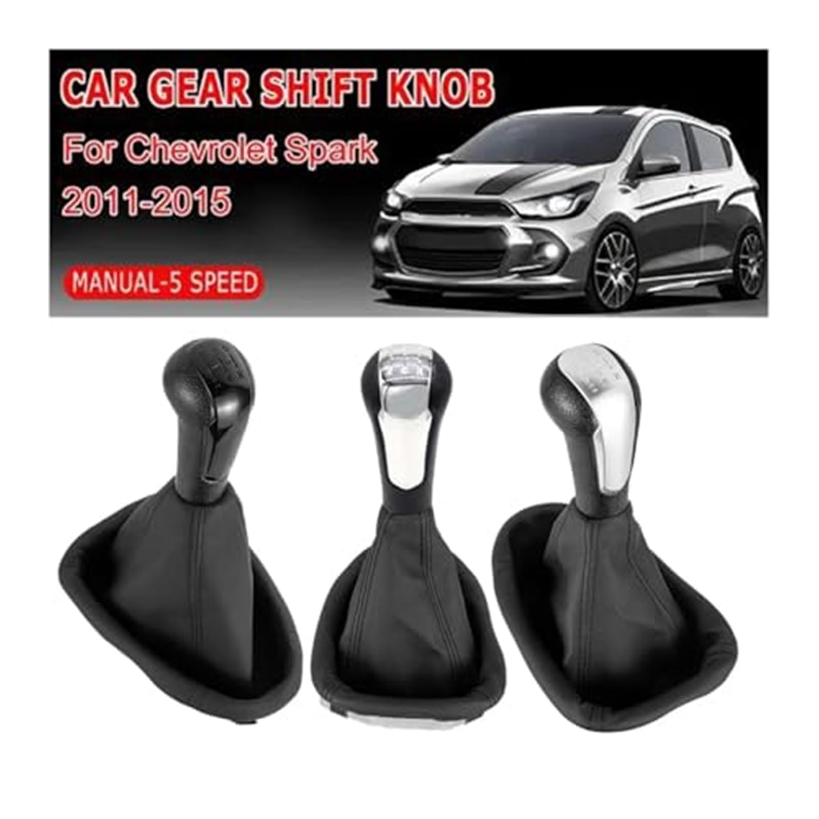 5-biegowa osłona gałki zmiany biegów samochodu, pasuje do Chevrolet, Holden Barina Spark M300 2011-2015 z dźwignią zmiany biegów samochodu, osłona bagażnika (czarny chrom)