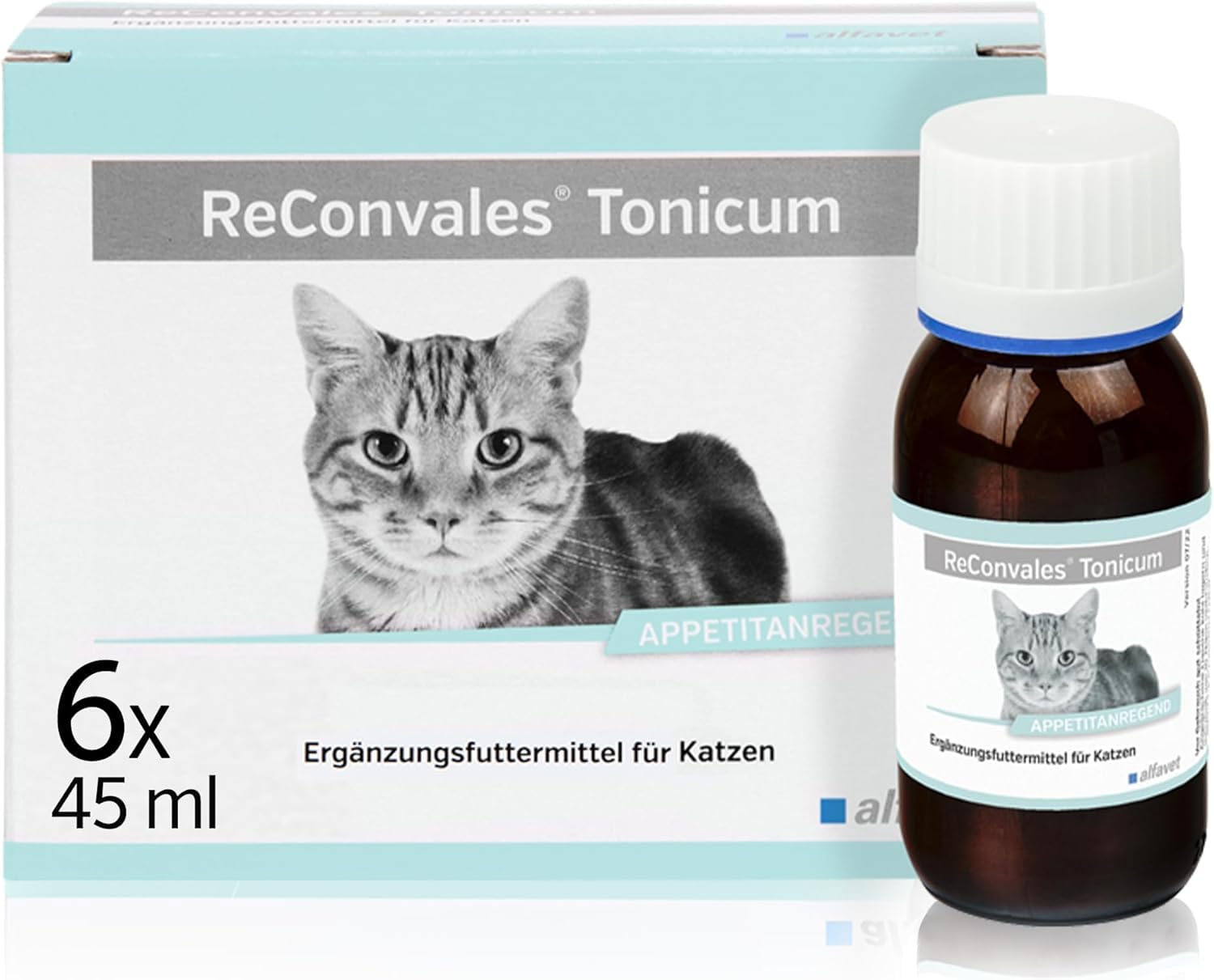 alfavet ReConvales Tonicum Katze, 6 x 45ml, appetitanregendes Ergänzungsfuttermittel zur Rekonvaleszenz und bei Untergewicht