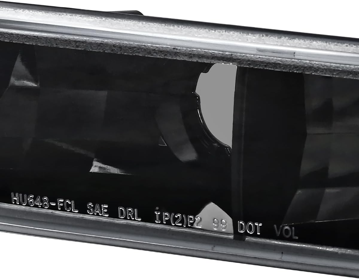 Ronnin - Fits 1999-2007 GMC Sierra Classic Yukon XL Bumper Lights Turn Signal Lamps Replacement Assembly Pair | Glossy Black