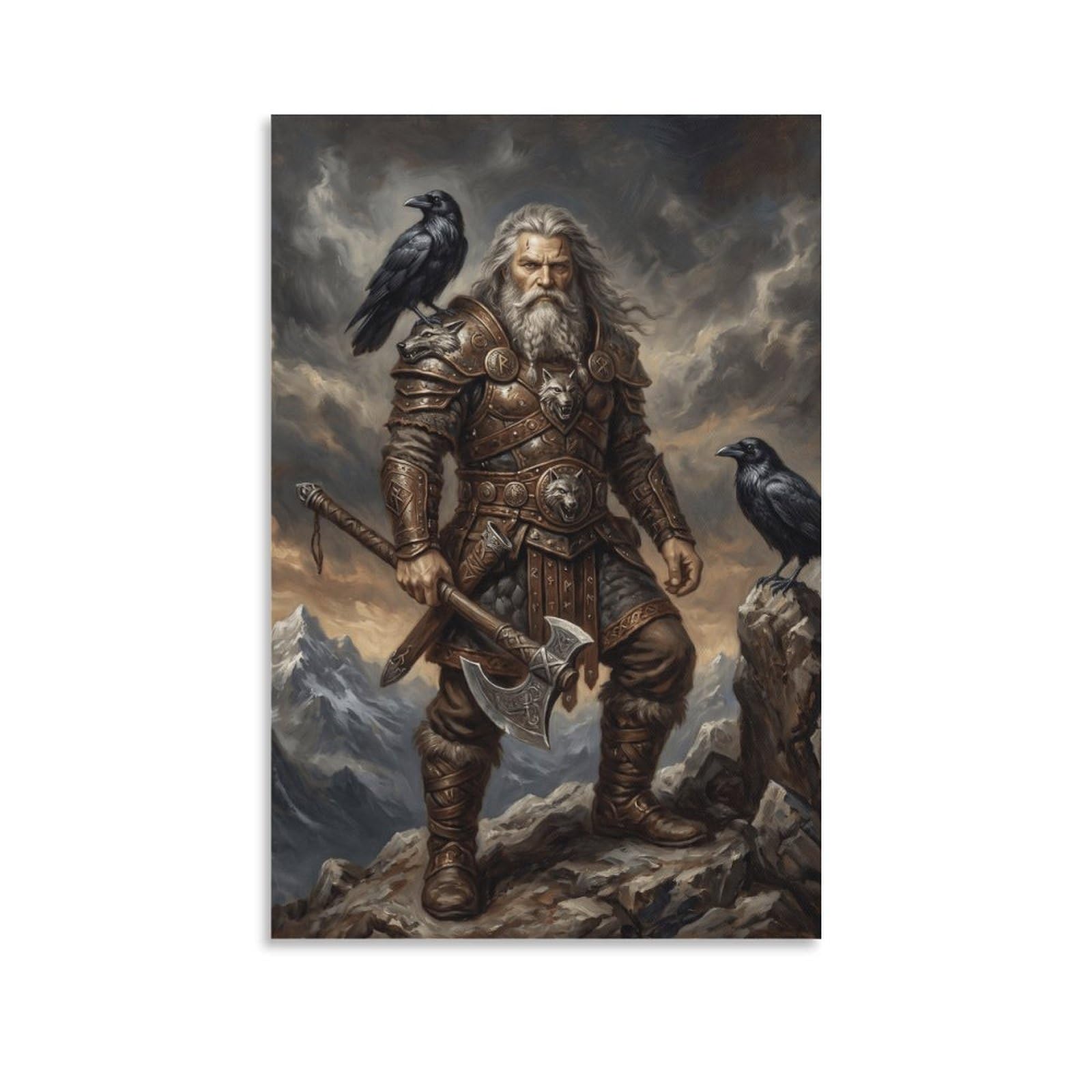 W7C8U2X3 Norse Mythology Odin Canvas Wall Art, Norse Mythology Wall Art