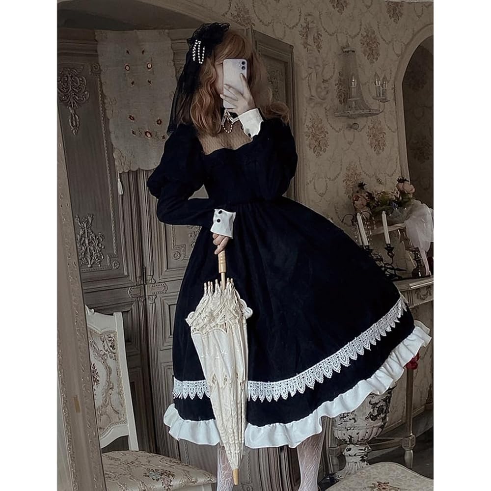 ロリータフリルドレス 宮殿風 リボン姫ティアードスカート 地雷系メイド衣装ピンク d8035c0_5.jpg