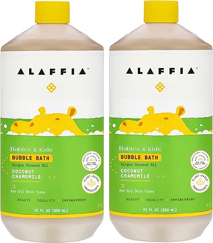 Alaffia Baño de burbujas para bebés y niños esenciales suaves para bebés para pieles delicadas burbujas limpiadoras y calmantes fórmula a base de