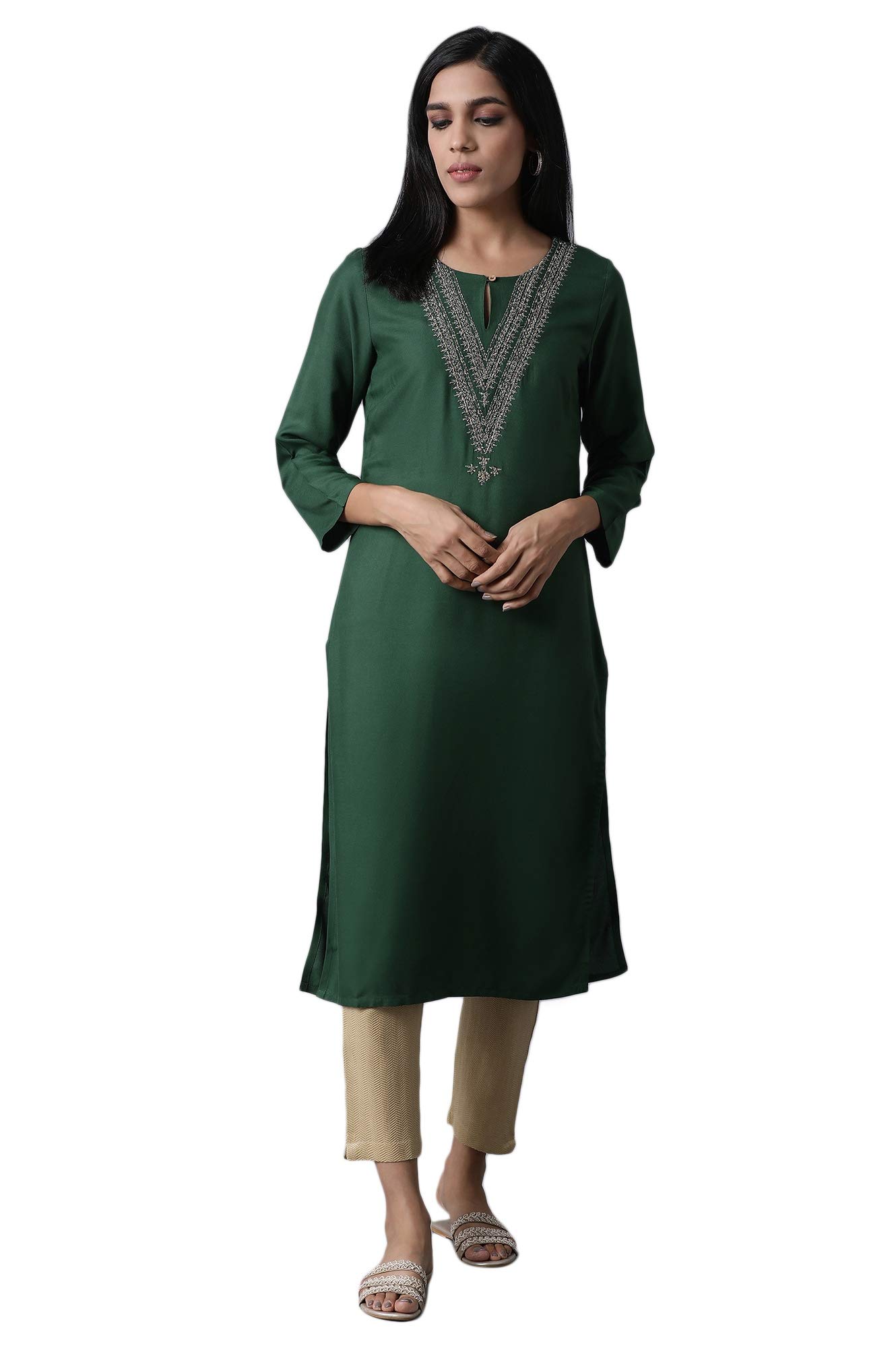 W for Woman Women's Viscose Straight Fit Straight Kurta