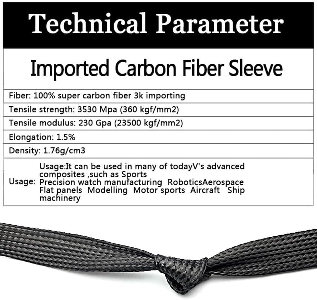 Funda for Cable de Fibra de Carbono Trenzada Negra de Alta Densidad de 5 m - Tubo Flexible de gestión de Cables for electrónica, 1 Unidad(40 mm)