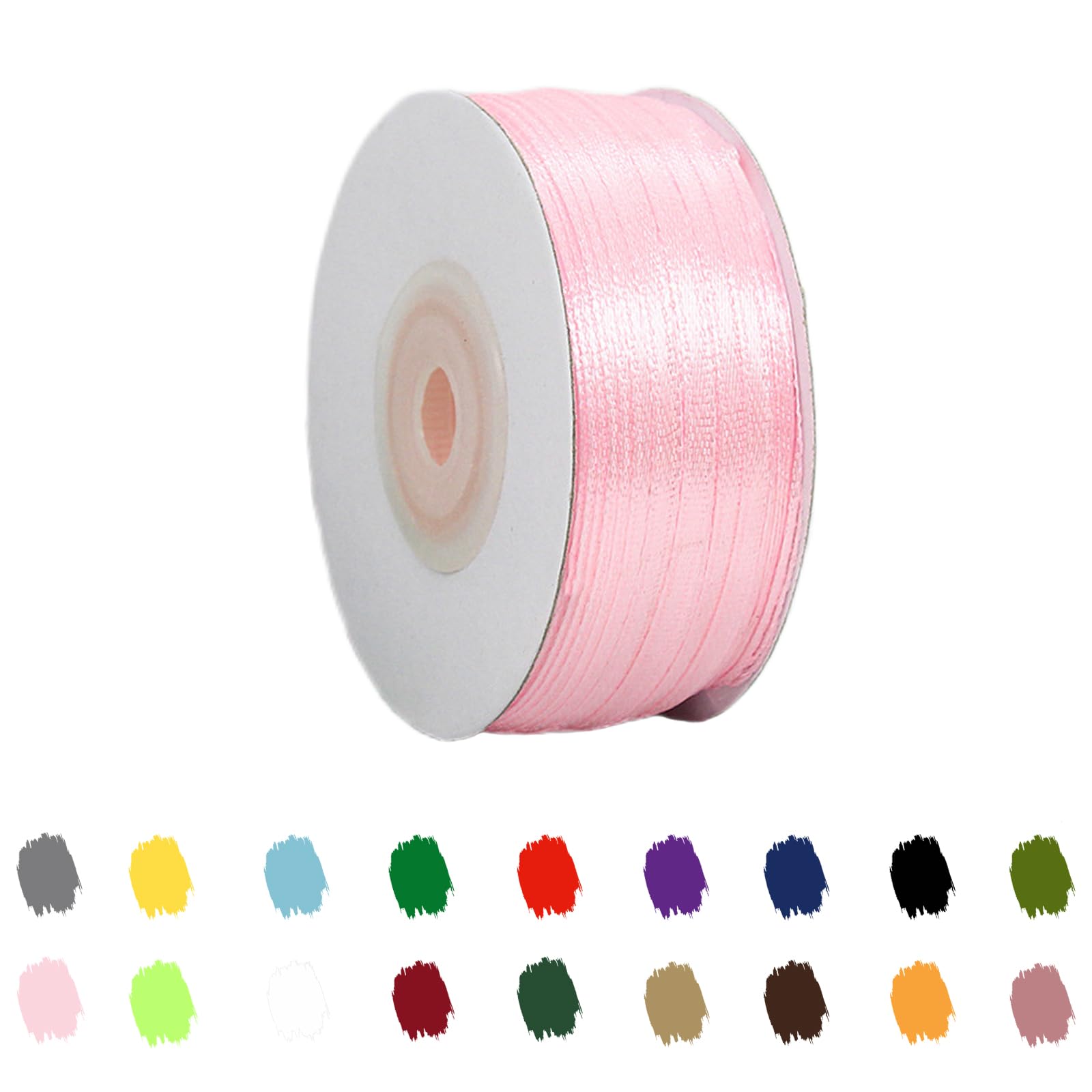 Pink Ribbon 3mm Satin Fabric Ribbon for Gift Wrapping Crafting, Cake Decoration, Hair Bows, Wedding Cars, Christmas