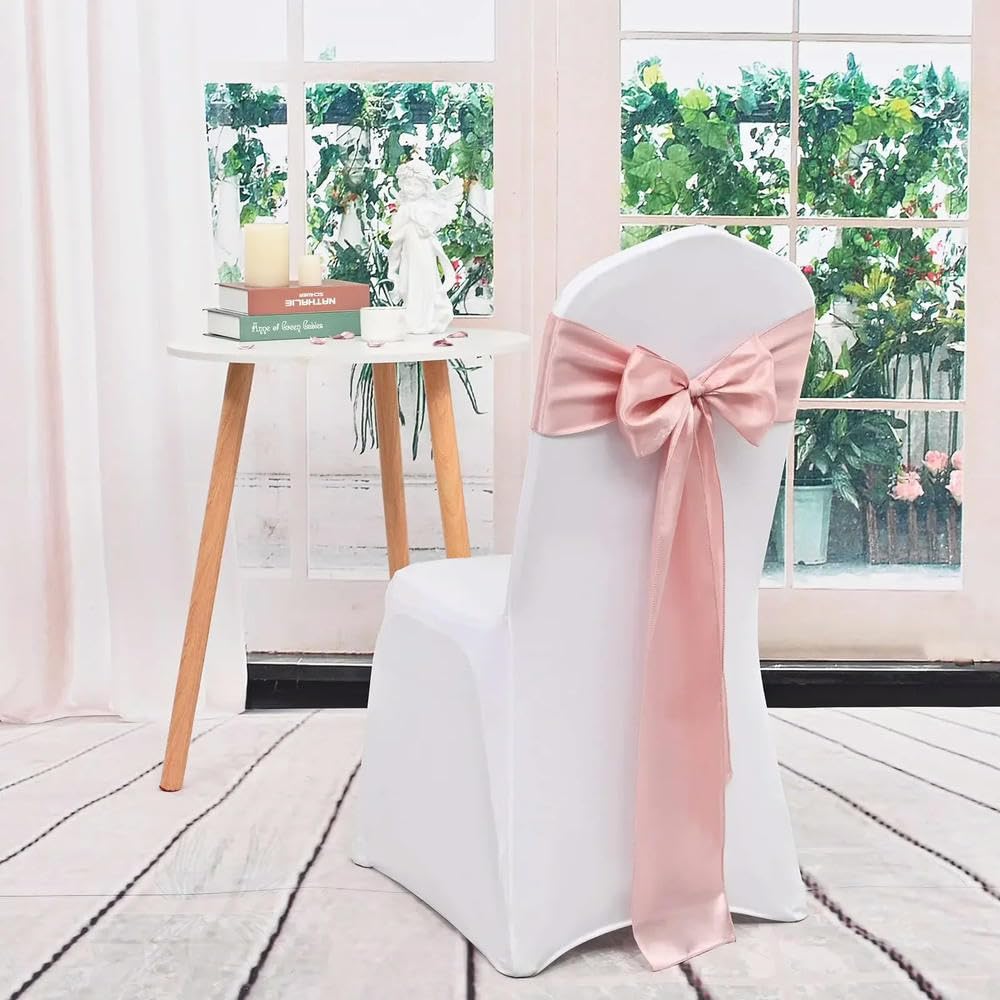 10 bandas de satén para sillas, 17 x 275 cm, lazos de oro rosa, fundas para sillas de boda y eventos, decoración de fiestas, banquetes, baby showers, decoración elegante para eventos