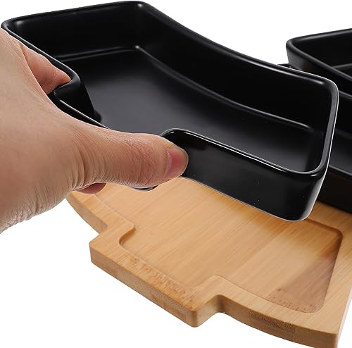 Miniatura 4 de Angoily Bandeja de cerámica con forma de árbol de Navidad para entretenimiento, plato de servir alimentos con base para aperitivos, aperitivos,