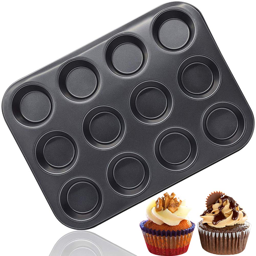 ZOBMIO 2 Pezzi 29.2 x 22 x 3cm Teglia Muffin Antiaderente con 12 Stampo Muffin, Riutilizzabile Stampo Muffin Silicone, Stampi Muffin Silicone Adatto per Cupcakes, Budini, Mini Muffins(Rosso