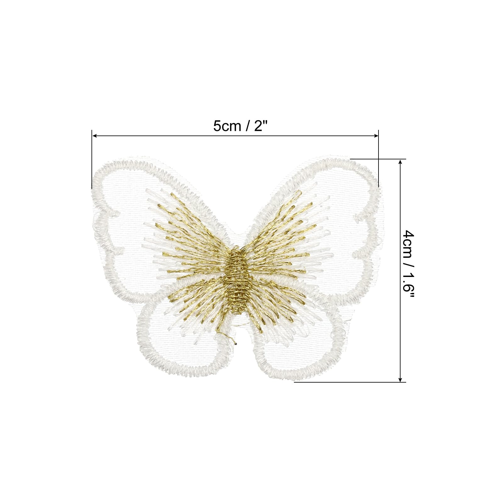 PATIKIL 30pcs Butterfly Patches Lace Fabric Butterfly Applique Patches Embroidery Trim for Clothes Dresses Wedding Craft 4x5cm, White - Image 2