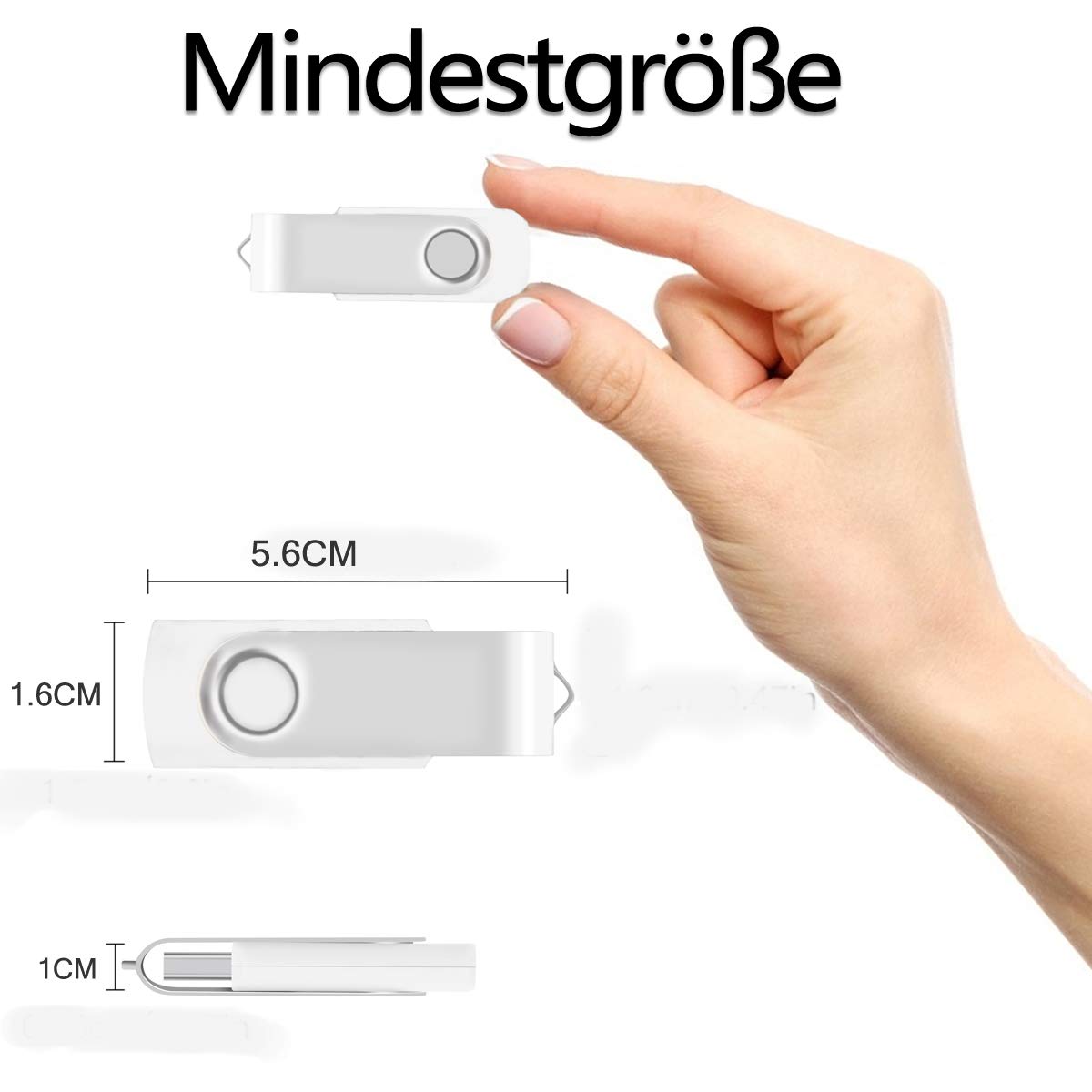 AreTop, confezione da 10 chiavette USB 2.0 dal design girevole, Flash Drive bianco bianco 32 GB