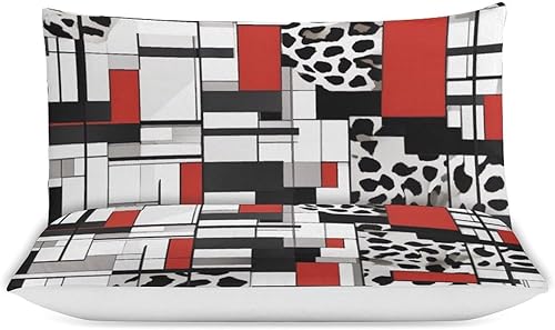 Miniatura 5 de ZGDPBYF Juego de edredón  Juego de edredón con patrón geométrico a rayas en blanco y negro  Juego de edredón tamaño Queen con estampado de leopardo