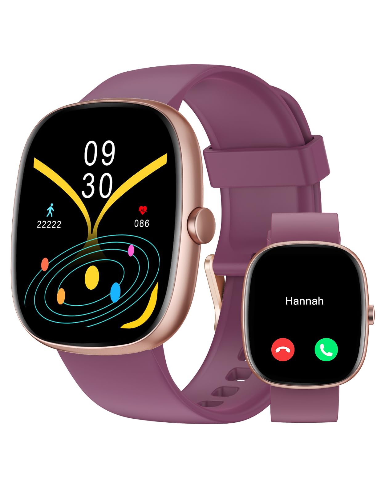 HUAKUA Smartwatch Damen Herren mit Telefonfunktion,1.85" Smart Watch mit Schrittzähler/SpO2/ Pulsmesser/Schlafmonitor/Sportuhr 100+Sportmodi,Fitness Tracker IP68 Wasserdicht für Android iOS Handy