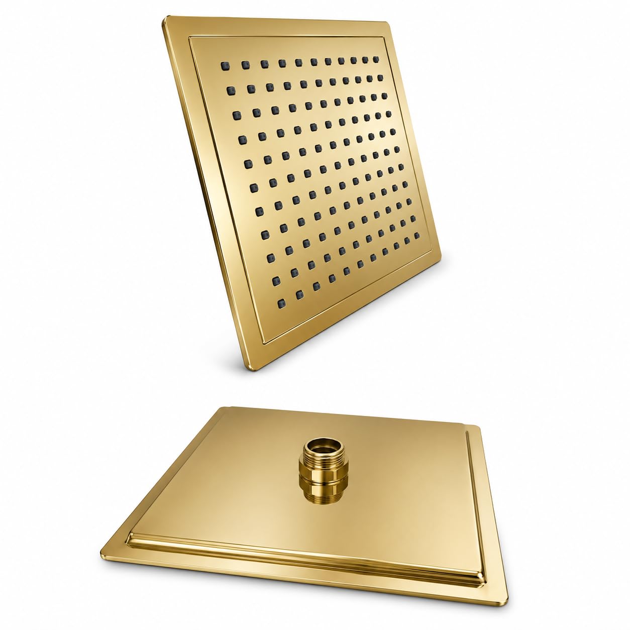 Topolenashop Colonna Doccia Oro Senza Miscelatore Con Soffione Quadrato, Doccetta, Deviatore e Portasapone, Asta Saliscendi Regolabile 96 cm Con Flessibile 1,8 m | 87305