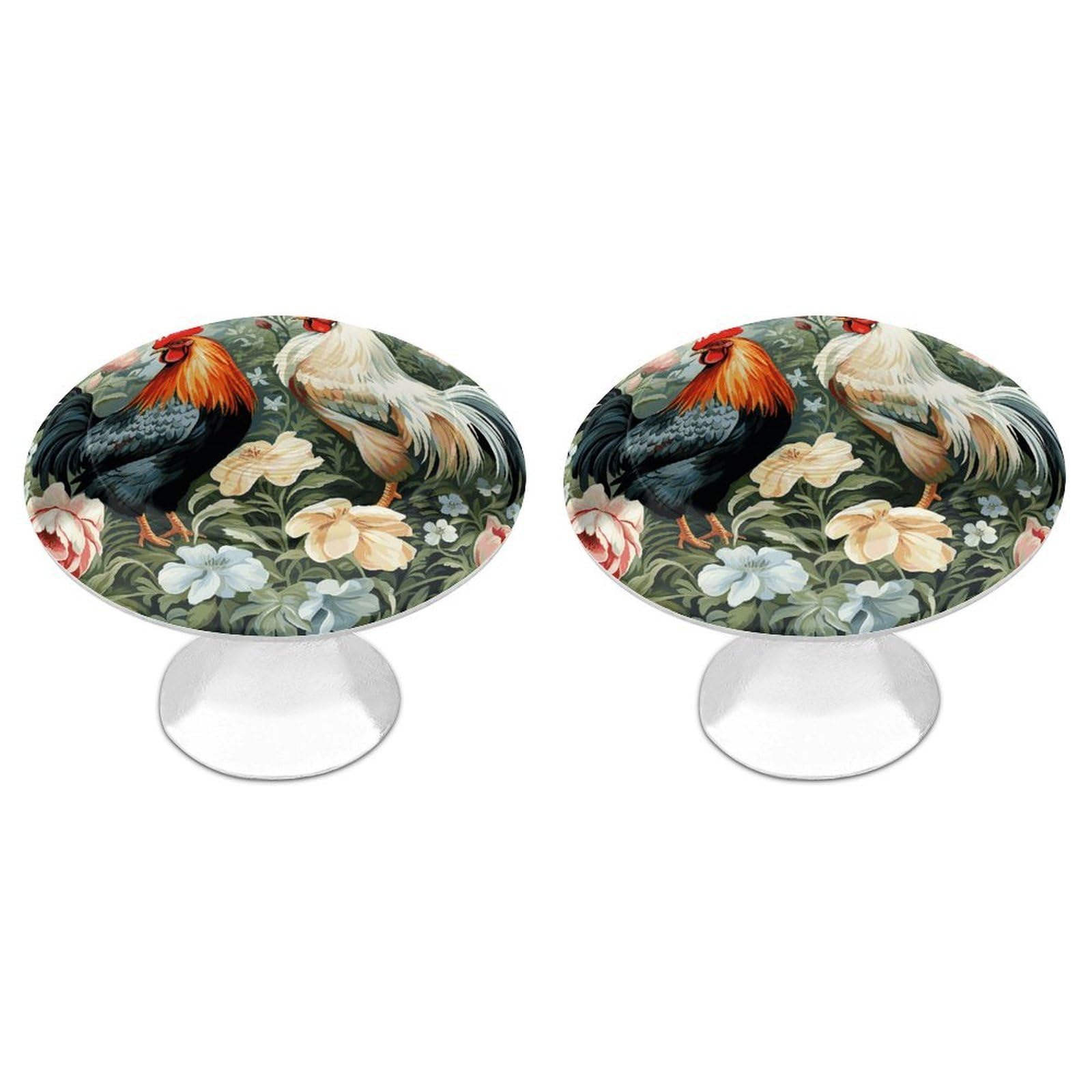 Vstadank Style Rooster Cabinet Knob 2 Pack Round Drawer Pull Kitchen Cabinet Hardware Stainless Steel Dresser Drawer Knob Simple Cabinet Pull For Dresser Closet Door Knobs Cupboard