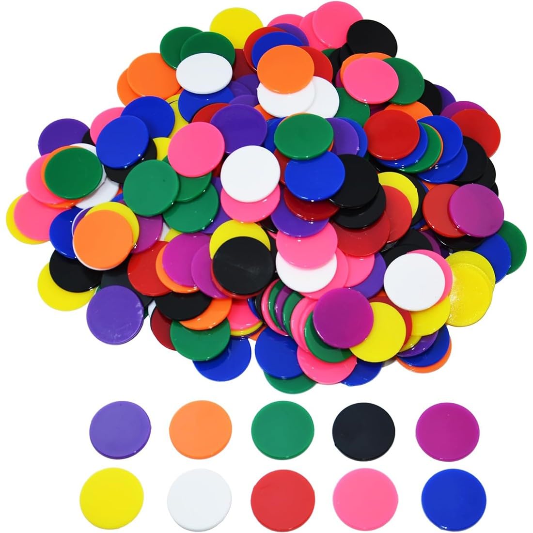 Gettoni Plastica, 100 Pcs 25mm Colorato Monete, Gettone Carrello Spesa o Supermercato, Token Autoscontro, Fiches per Giochi di Bingo e Matematica,