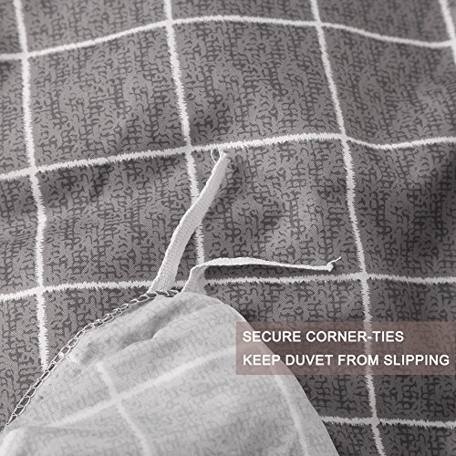 Nanko Queen Duvet Cover Set Gray, 3 Pieces 1200 Tc Luxury Microfiber Down Comforter Quilt Bedding Cover With Zipper Closure, Ties - Organic Modern Style For Men And Women, Plaid #TOP7