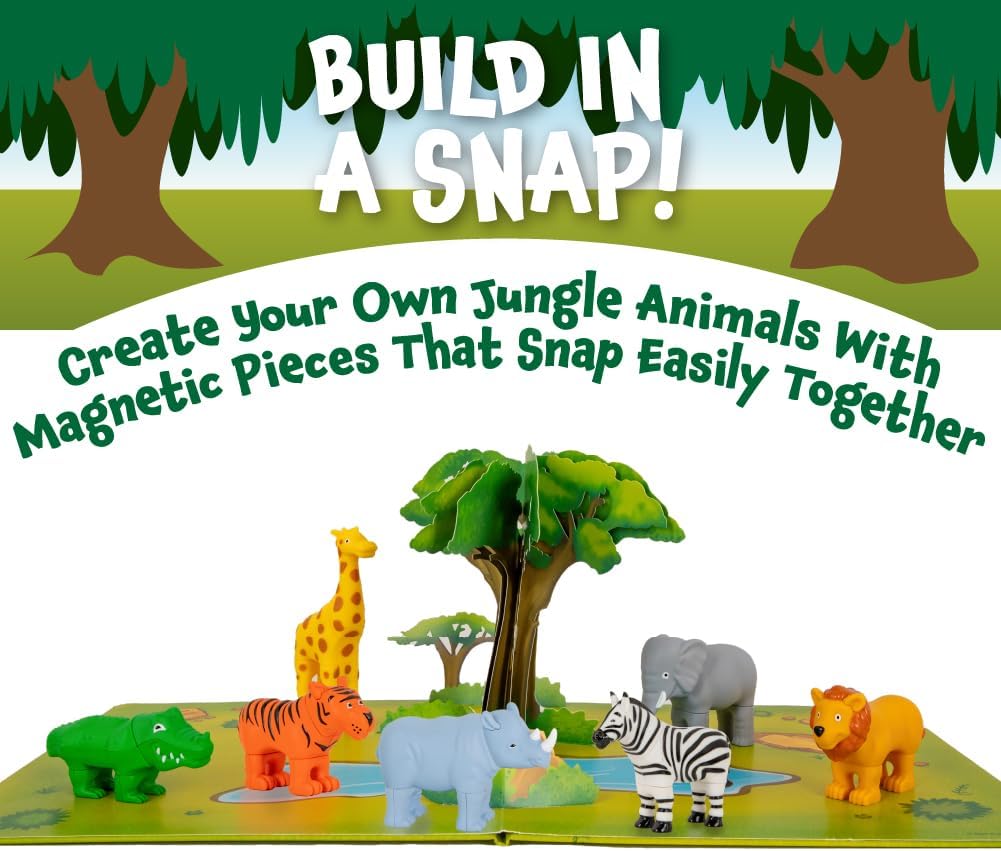 POPULAR PLAYTHINGS Magnetic Animals for Toddlers 1-3, Mini Mix or Match Animal Toys, Set of 7 Gift for Kids - Jungle Animals with Pop-up Playmat - Image 3