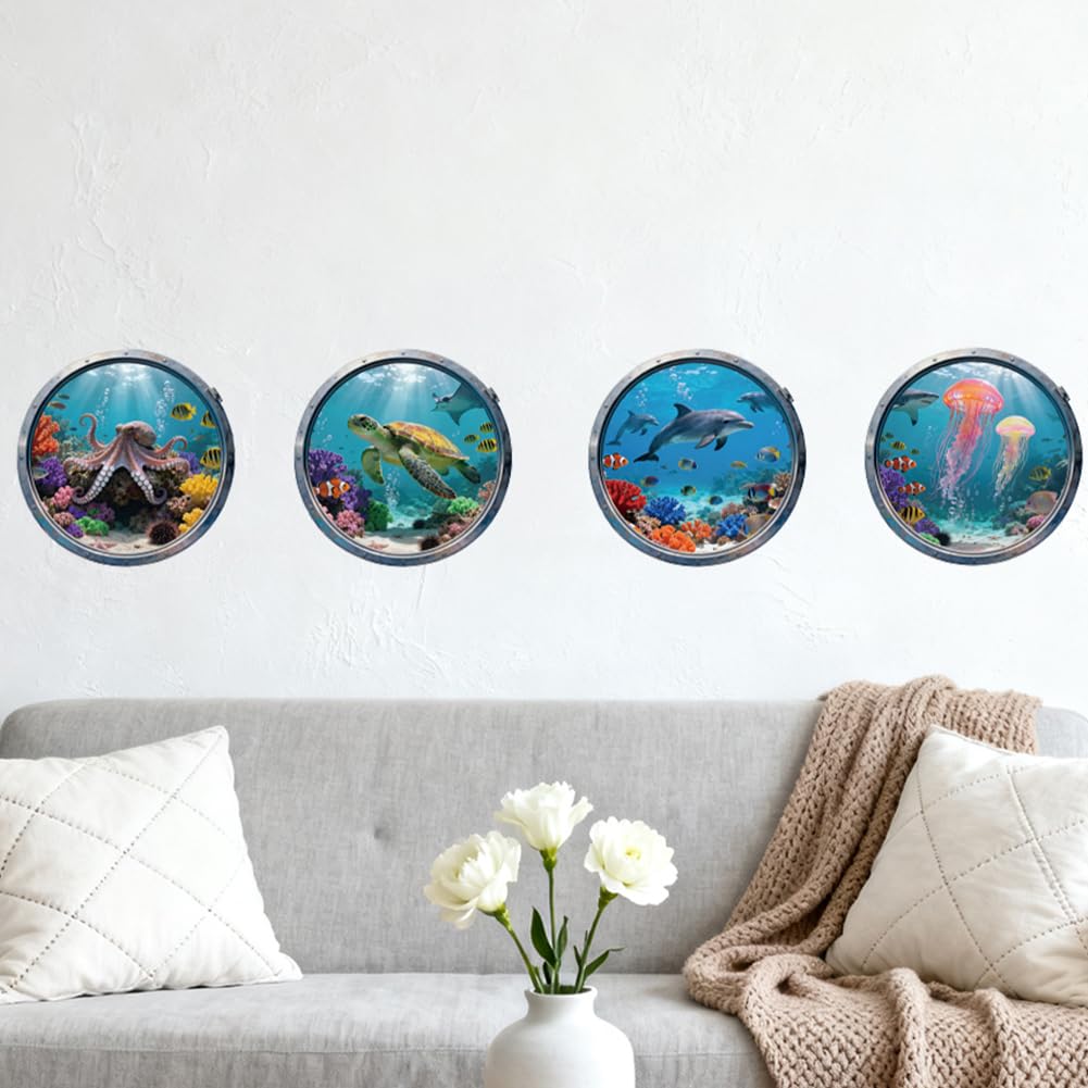 ANATTASOUL Marine Animal Kitchen Wall Art Stickers for Room Home Decoration