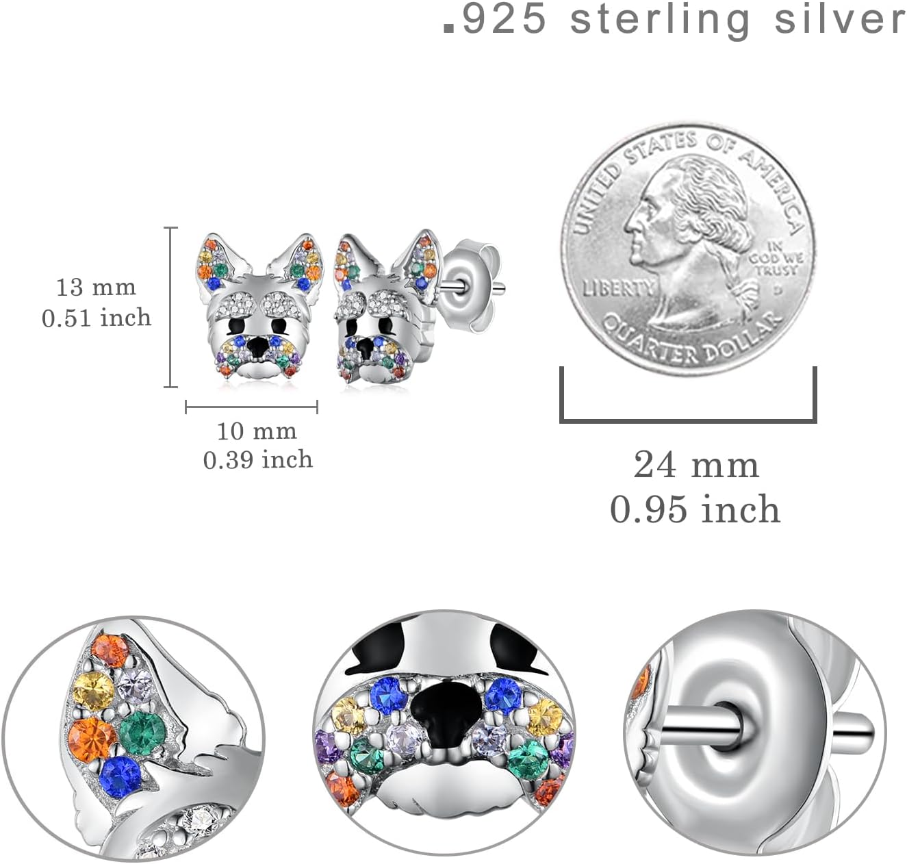 Yorkie Stud Earrings 925 Sterling Silver Terrier Dog Puppy Pet Earrings Yorkie Jewelry Gifts for Women - Image 6