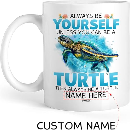 Miniatura 2 de Tazas de café personalizadas con nombre personalizado de tortuga, tazas de cerámica blanca, vasos de vidrio para beber, regalos de Navidad para