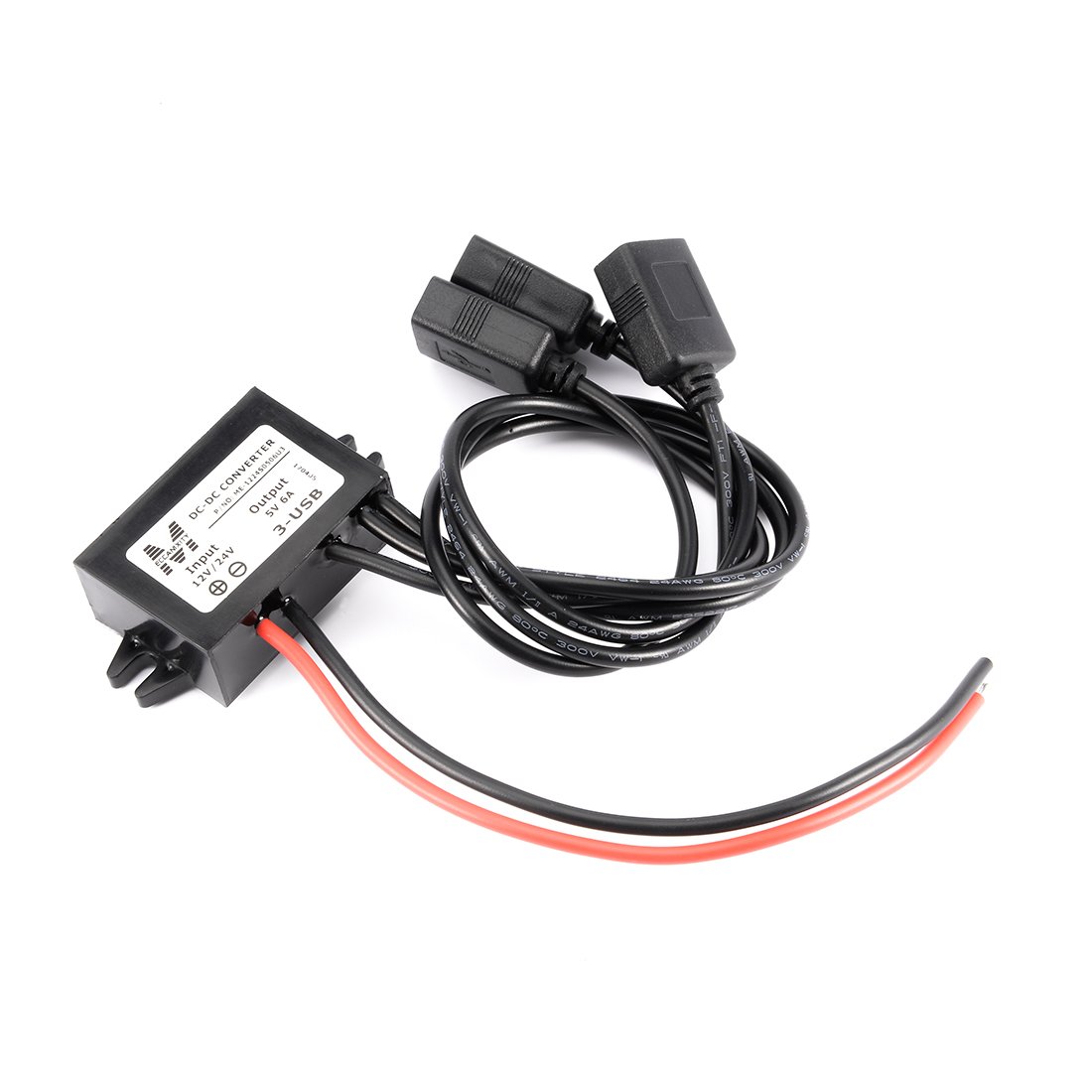 uxcell Power Converter Regulator DC 12V/24V to DC 5V 6A 30W Waterproof Voltage Convert Transformer 3 USB Connector Cable Car Charger-image-38
