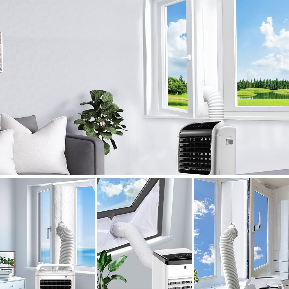 400CM Kit Calfeutrage Climatiseur, Joint de Fenêtre pour La Climatisation Mobile, Tissu De Calfeutrage pour Fenêtres, Fonctionne avec Toutes Les Unités de Climatisation, Installation Facile