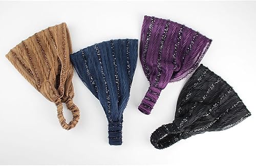 Miniatura 6 de Diadema elástica con purpurina, diadema ancha turbante, bandas elásticas para el cabello, bufandas, accesorios para el cabello, tocados para mujeres