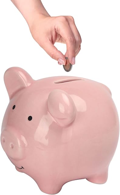 Ceramic Piggy Bank Mini Small Cute Coin Box Saving Fun Gift Coin Bank for Kids Girls Boys, Money Bank, Desktop Ornaments for Children and Adults, Pink