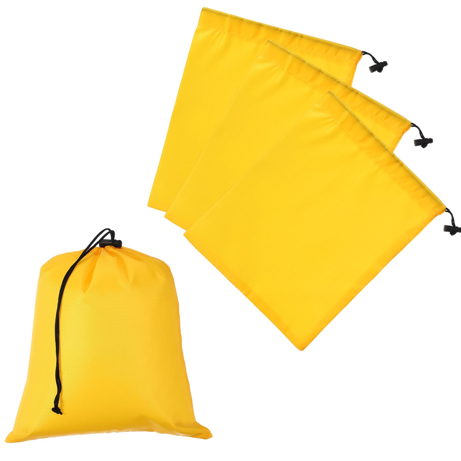 Drawstring Bag with Toggle, Stuff Sack String Waterproof Travel Storage Bags Cinch Stuff Pouch -Fitting for (Gym/Traveling/Hiking/Yoga/Office/Shoes) 12 x 10 &amp; 4 Pack &amp; Yellow