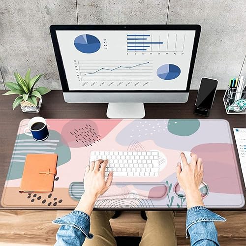 Miniatura 8 de Lateefah Alfombrilla grande para mouse y reposamuñecas para teclado, alfombrilla de mouse extendida 4 en 1 con soporte para muñeca, protector de