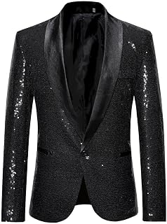Blazer para caballero con purpurina, ideal para uso formal y anfitrión de clubes nocturnos (L negro)