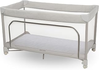 Maxi-Cosi Merlin, 2-in-1 Reisebett & Spielplatz, 0–4 Jahre, bis 18 kg, Baby und Kinderreisebett, In 1 s Klappbar, 120×60 cm CloudCore-Matratze, Seitliches Einstiegsfenster, 4 Rollen, Elegance Beige