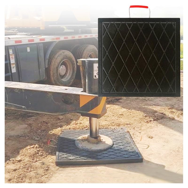PFCDZDU Black Outrigger Pad, Heavy Duty Thick RV Jack Blocks Pads with Handle, Stackable Wrecker Landing Gear Mat for Tow Service Truck Trailer Crane(19.7x19.7x2.0in(50x50x5cm))