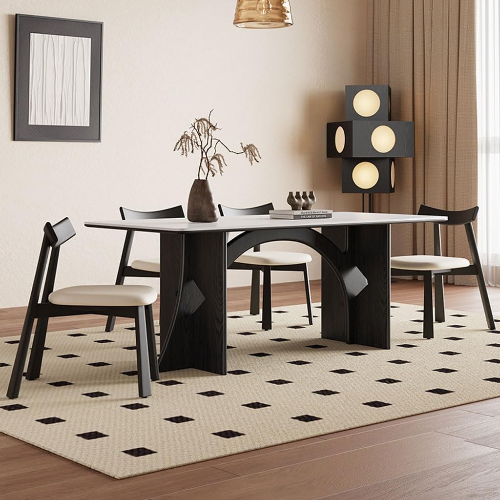 【HALIZA(ハリッサ)】★正規品★ダイニングテーブル レトロなクリームスタイルのホームリビングルームのロックプレートロングテーブルクリエイティブな無垢材のダイニングテ