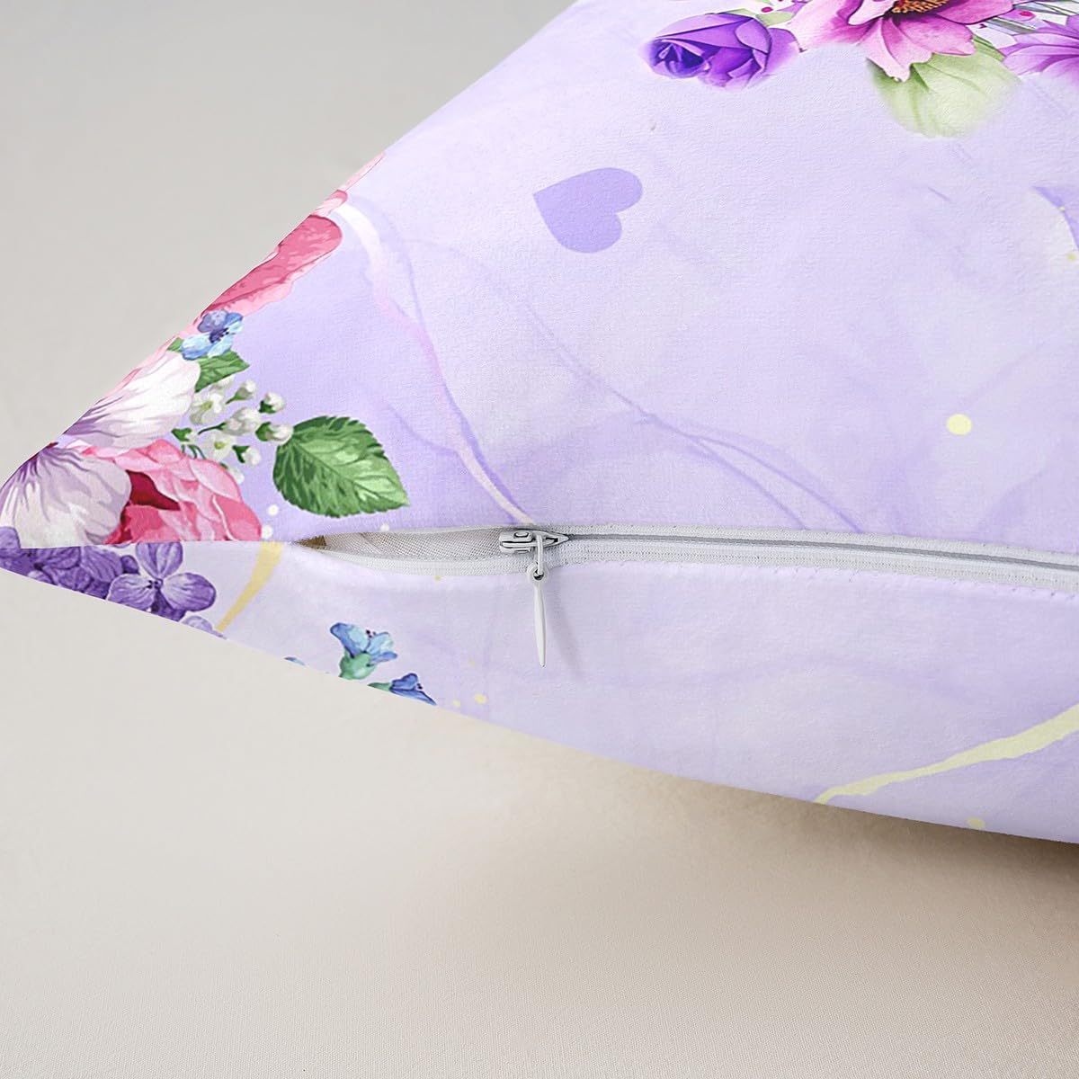 Lovely Owl Throw Pillow Covers 22x22 Inch Set of 2 Watercolor Purple Pink Flowers Dreamy Pillow Cases for Kids Teens Adults Cartoon Wild Animal Rustic Garden Style Cushion Covers for Bedroom