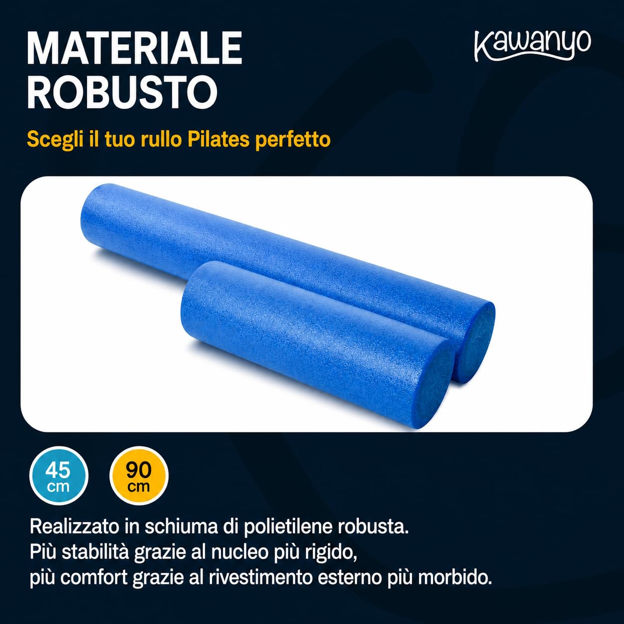 Rullo Massaggiante per Muscoli in Schiuma Foam Roller per Massaggio Muscolare, Fisioterapia, Yoga, Pilates e Fitness