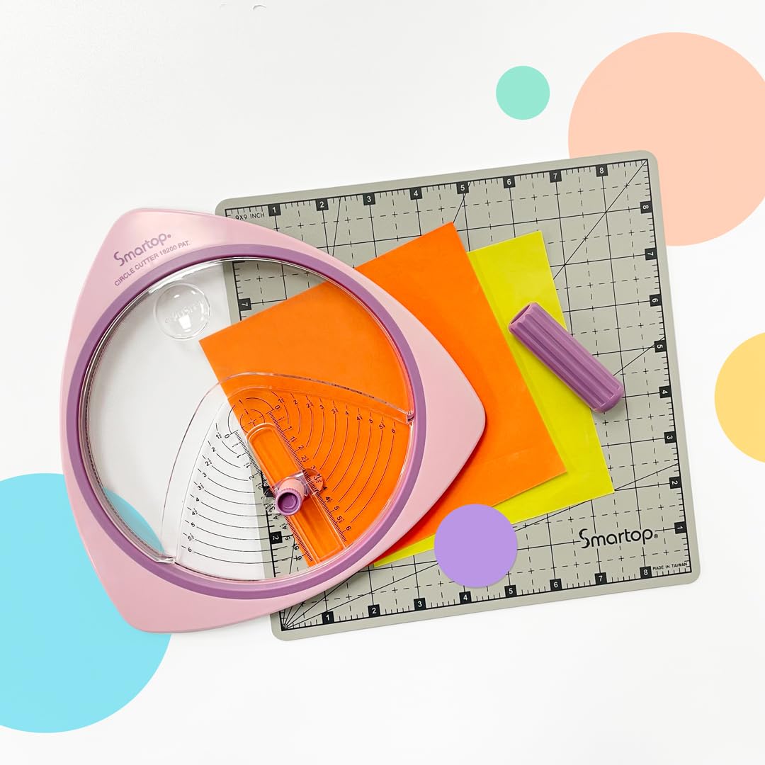 Taglierina circolare con tappetino adesivo, 3 lame sostituibili per scrapbooking artigianato di carta, arte fai da te, taglierina circolare regolabile