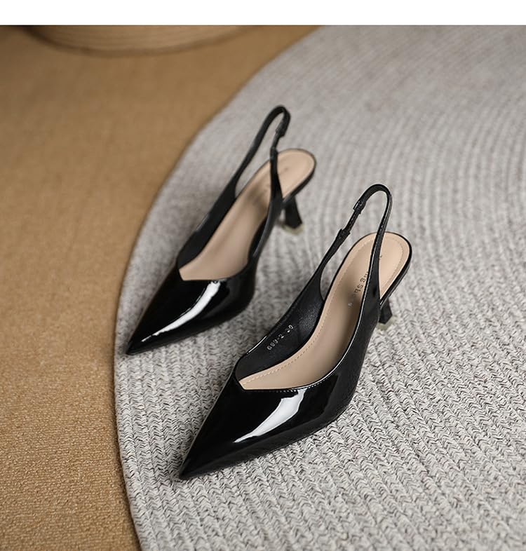 Summer Minimalist Slingback Pumps Elegant Solid Color Stylish Stiletto High Heels Comfort Pointed Toe Sandals Back To School Footwear Walking Shoes for Women Office Outfit Valentine's Day Gift for Her4
