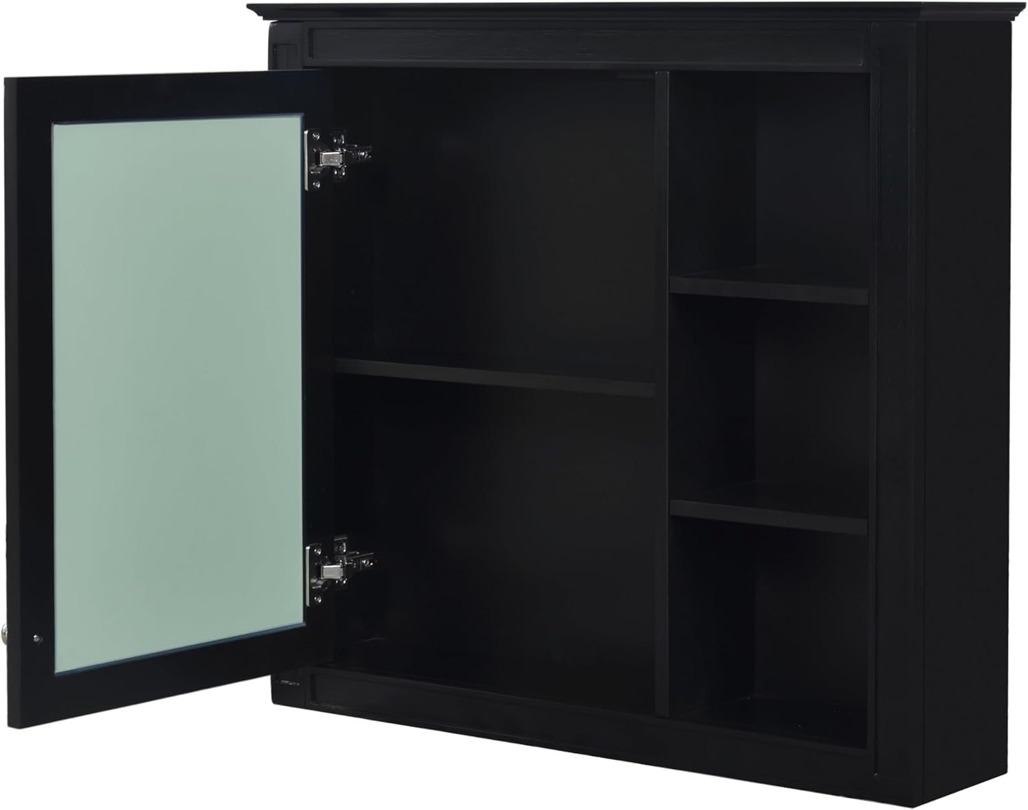 Merax 30 Inch Bathroom Vanity with Sink Set, Modern Bathroom Vanity Storage Cabinet with Matching Mirror Medicine Cabinet, Solid Wood Frame，Painted Finish, 2 Drawers and 1 Tip-Out Drawer, Black