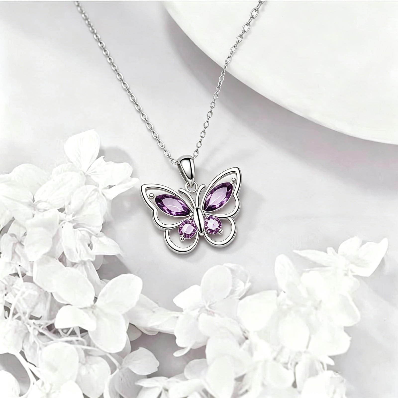 POPLYKE Schmetterling Halskette 925 Sterling Silber Kette Anhänger Schmetterlinge Schmuck Geschenke für Damen